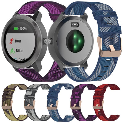 Bracelet de montre en Nylon tissé à rayures de 20mm, pour Garmin Venu, Vivomove 3, Vivoactive 3, Forerunner 245/645