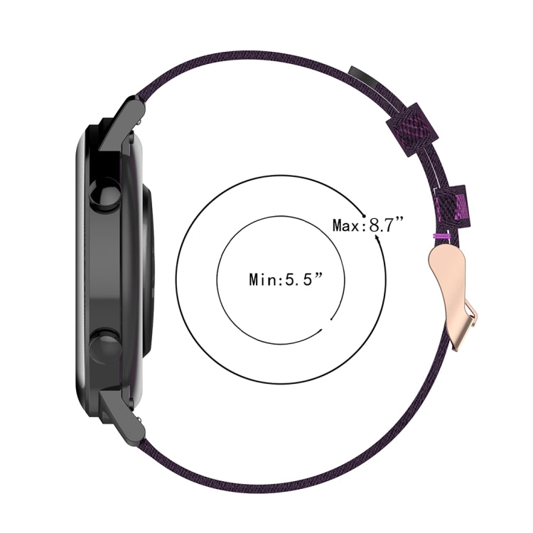 Bracelet de montre en nylon tissé à rayures de 20 mm, pour Huawei GT 2 42 mm/Honor Magic Watch 2 42 mm