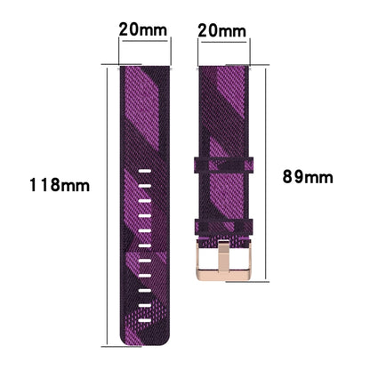 Bracelet de montre en nylon tissé à rayures de 20 mm, pour Huawei GT 2 42 mm/Honor Magic Watch 2 42 mm