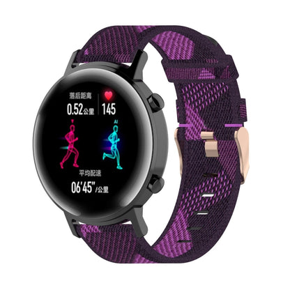 Bracelet de montre en nylon tissé à rayures de 20 mm, pour Huawei GT 2 42 mm/Honor Magic Watch 2 42 mm