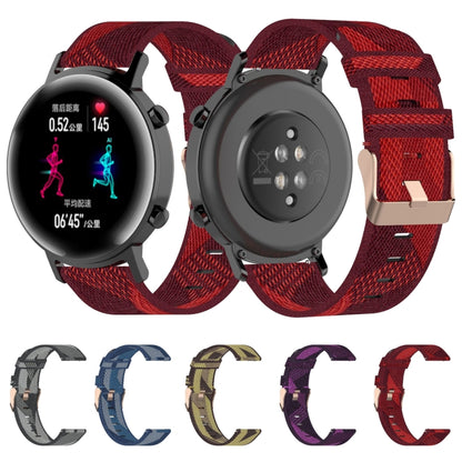 Bracelet de montre en nylon tissé à rayures de 20 mm, pour Huawei GT 2 42 mm/Honor Magic Watch 2 42 mm