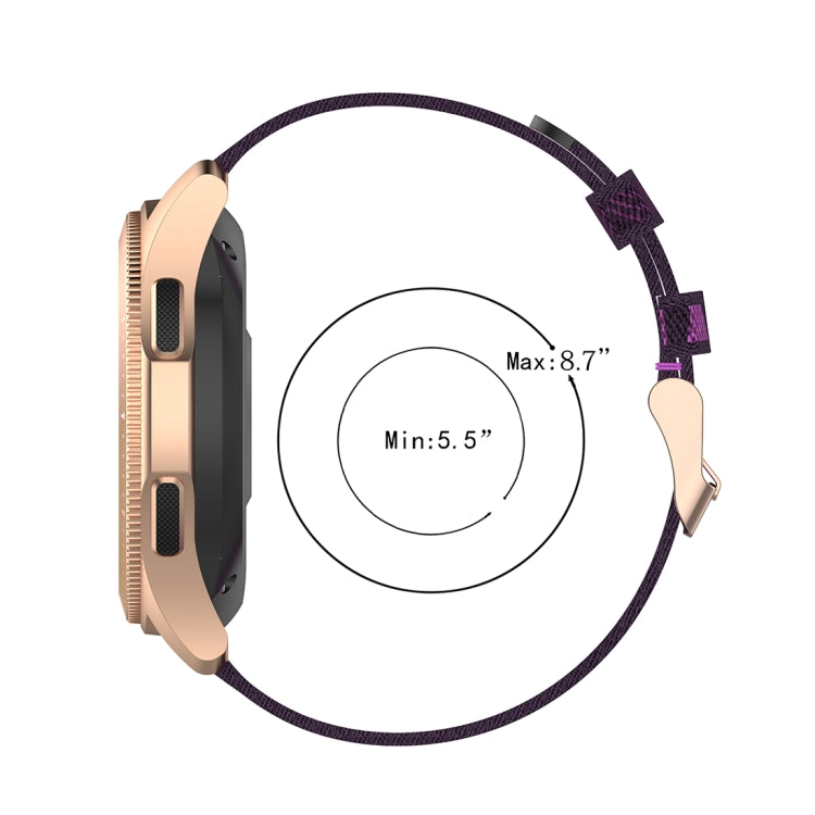 Bracelet de montre en nylon tissé à rayures de 20 mm, pour Galaxy Watch 42 mm, Galaxy Active/Active 2, Gear Sport, S2 Classic
