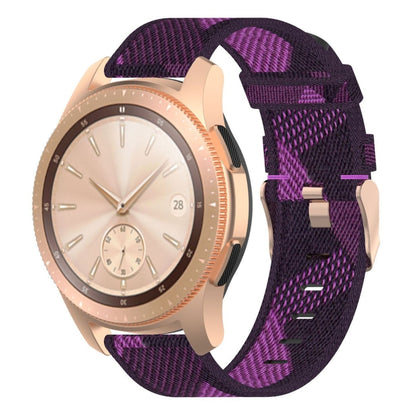 Bracelet de montre en nylon tissé à rayures de 20 mm, pour Galaxy Watch 42 mm, Galaxy Active/Active 2, Gear Sport, S2 Classic