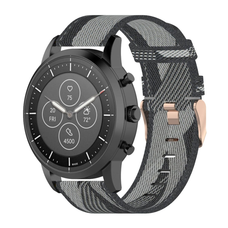 Bracelet de montre en nylon tissé à rayures de 22 mm pour montre intelligente hybride Fossil HR, homme Gen 4 Explorist HR & Sport