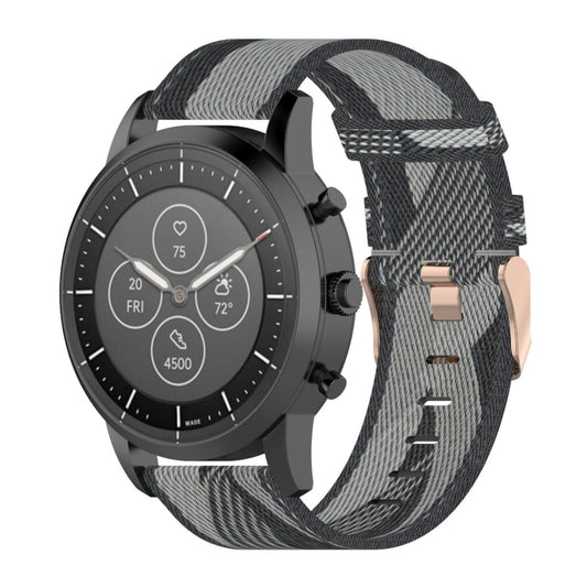 Bracelet de montre en nylon tissé à rayures de 22 mm pour montre intelligente hybride Fossil HR, homme Gen 4 Explorist HR & Sport