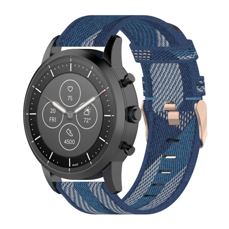 Bracelet de montre en nylon tissé à rayures de 22 mm pour montre intelligente hybride Fossil HR, homme Gen 4 Explorist HR & Sport