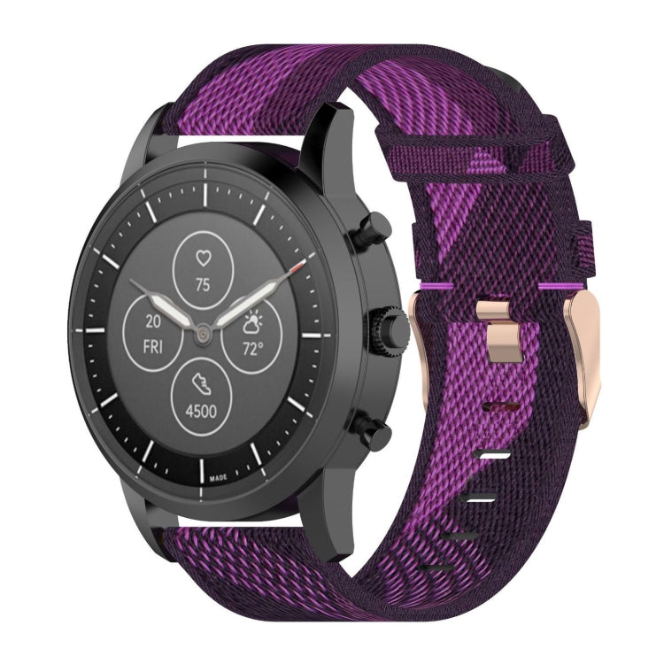 Bracelet de montre en nylon tissé à rayures de 22 mm pour montre intelligente hybride Fossil HR, homme Gen 4 Explorist HR & Sport
