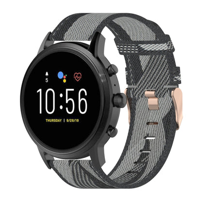 Bracelet de montre en Nylon tissé à rayures de 22 mm, pour Fossil Gen 5 Carlyle, Gen 5 Julianna, Gen 5 Garrett, Gen 5 Carlyle HR