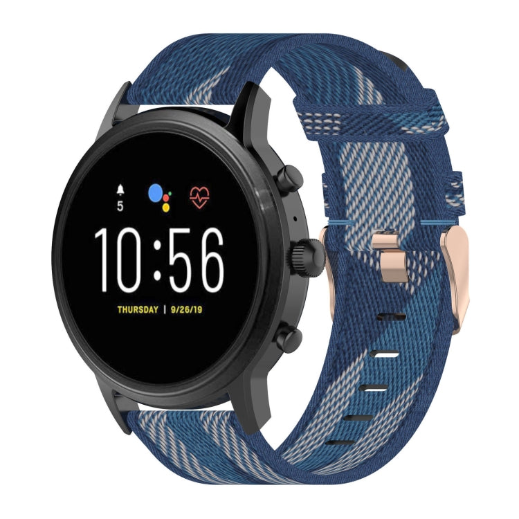 Bracelet de montre en Nylon tissé à rayures de 22 mm, pour Fossil Gen 5 Carlyle, Gen 5 Julianna, Gen 5 Garrett, Gen 5 Carlyle HR