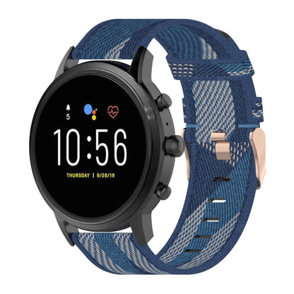 Bracelet de montre en Nylon tissé à rayures de 22 mm, pour Fossil Gen 5 Carlyle, Gen 5 Julianna, Gen 5 Garrett, Gen 5 Carlyle HR