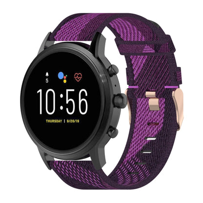 Bracelet de montre en Nylon tissé à rayures de 22 mm, pour Fossil Gen 5 Carlyle, Gen 5 Julianna, Gen 5 Garrett, Gen 5 Carlyle HR