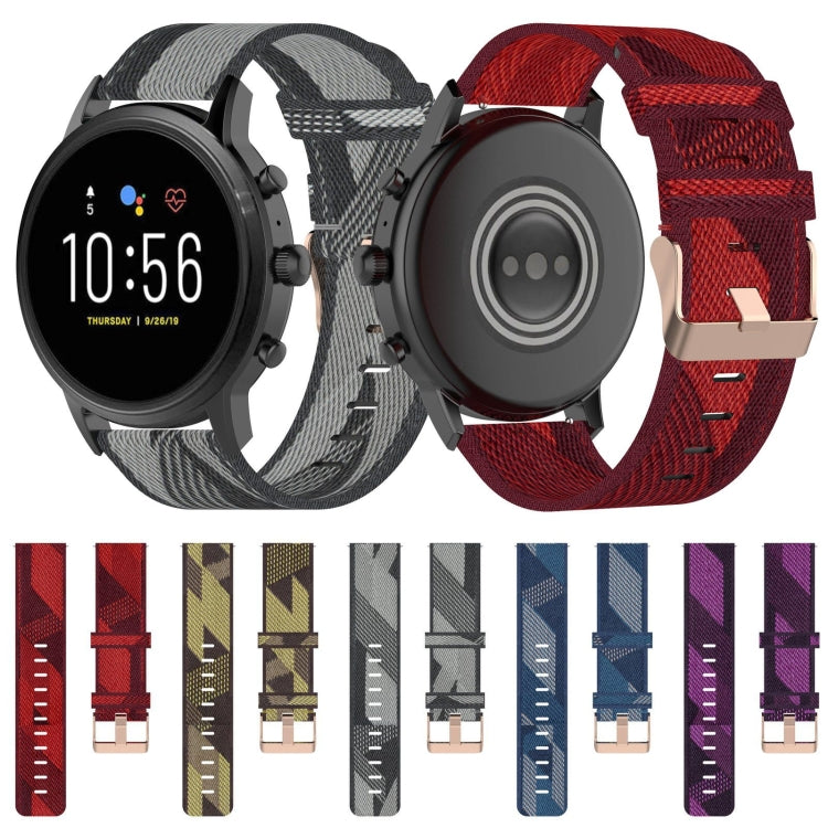 Bracelet de montre en Nylon tissé à rayures de 22 mm, pour Fossil Gen 5 Carlyle, Gen 5 Julianna, Gen 5 Garrett, Gen 5 Carlyle HR