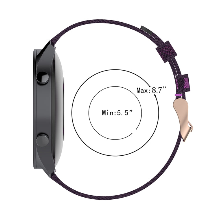 Bracelet de montre en nylon tissé à rayures de 22 mm pour la couleur de la montre Xiaomi Mi, Garmin Vivoactive 4
