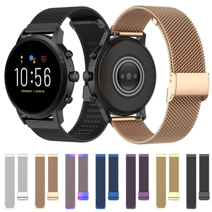 Bracelet de montre en maille métallique de 22 mm, pour Fossil Gen 5 Carlyle / Gen 5 Julianna / Gen 5 Garrett / Gen 5 Carlyle HR
