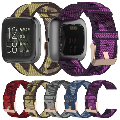 Bracelet de montre en nylon tissé à rayures de 23 mm pour Fitbit Versa 2, Fitbit Versa, Fitbit Versa Lite, Fitbit Blaze