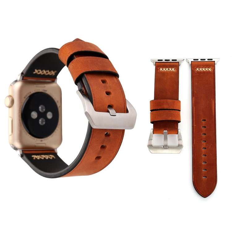 Pour Apple Watch Ultra 49mm/série 8&7 45mm/SE 2&6&SE&5&4 44mm/3&2&1 42mm rétro XX ligne motif bracelet de montre en cuir véritable, For 42mm