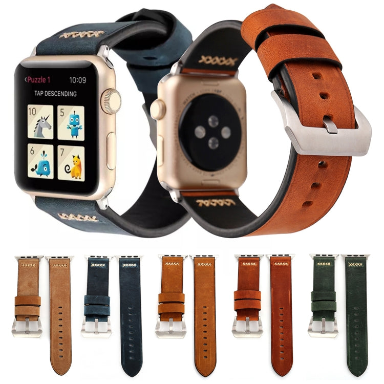 Pour Apple Watch Ultra 49mm/série 8&7 45mm/SE 2&6&SE&5&4 44mm/3&2&1 42mm rétro XX ligne motif bracelet de montre en cuir véritable, For 42mm