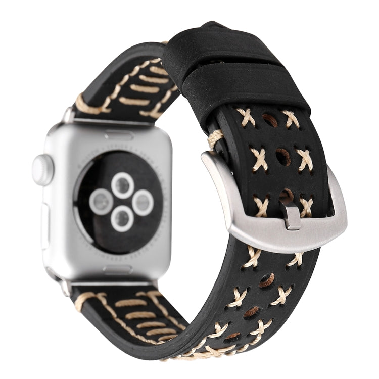 Pour Apple Watch Ultra 49mm/série 8&7 45mm/SE 2&6&SE&5&4 44mm/3&2&1 42mm bracelet de montre en cuir véritable à motif de ligne manuelle, For 42mm