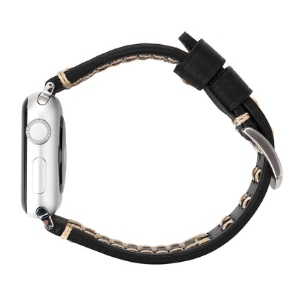 Pour Apple Watch Ultra 49mm/série 8&7 45mm/SE 2&6&SE&5&4 44mm/3&2&1 42mm bracelet de montre en cuir véritable à motif de ligne manuelle, For 42mm