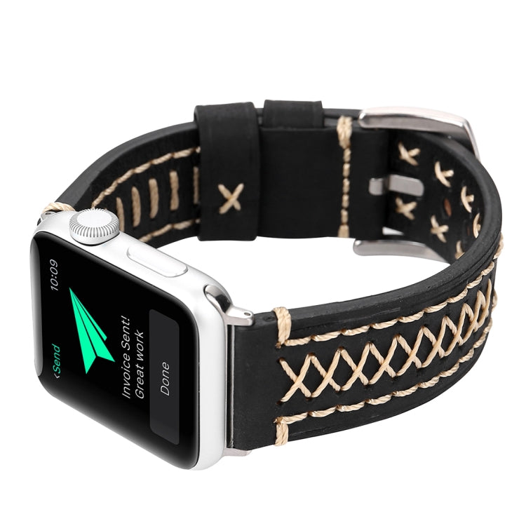 Pour Apple Watch Ultra 49mm/série 8&7 45mm/SE 2&6&SE&5&4 44mm/3&2&1 42mm bracelet de montre en cuir véritable à motif de ligne manuelle, For 42mm