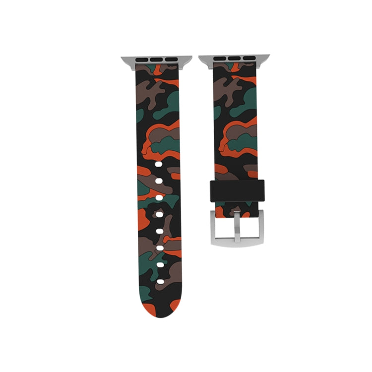 Pour Apple Watch Series 3 & 2 & 1 38 mm Bracelet de montre en silicone à motif camouflage, 38mm