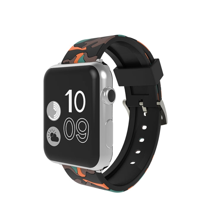 Pour Apple Watch Series 3 & 2 & 1 38 mm Bracelet de montre en silicone à motif camouflage, 38mm
