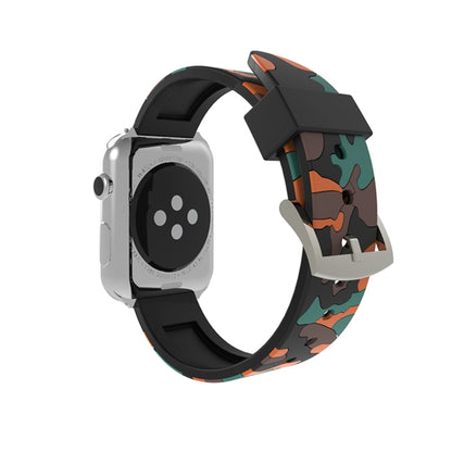Pour Apple Watch Series 3 & 2 & 1 38 mm Bracelet de montre en silicone à motif camouflage, 38mm