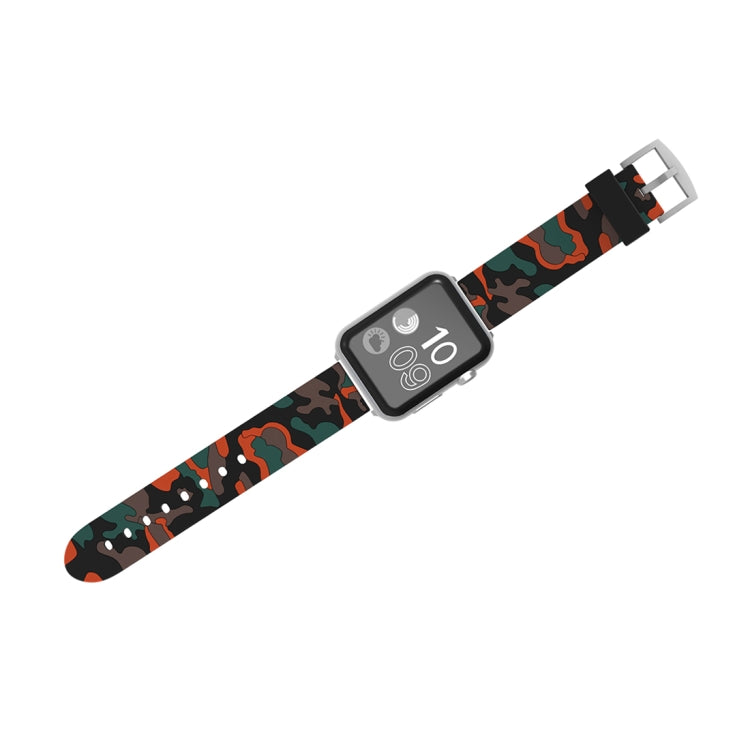 Pour Apple Watch Series 3 & 2 & 1 38 mm Bracelet de montre en silicone à motif camouflage, 38mm