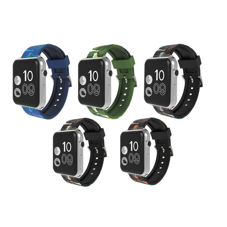 Pour Apple Watch Series 3 & 2 & 1 38 mm Bracelet de montre en silicone à motif camouflage, 38mm