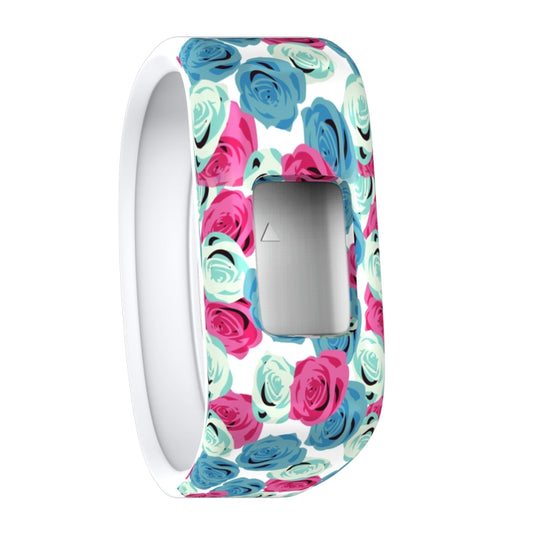 Bracelet de montre de sport en silicone à motif de plumes colorées pour Garmin Vivofit JR, taille : grand