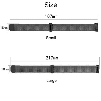 Bracelet de montre magnétique en acier inoxydable pour FITBIT Charge 3, taille: petit, 187x18 mm
