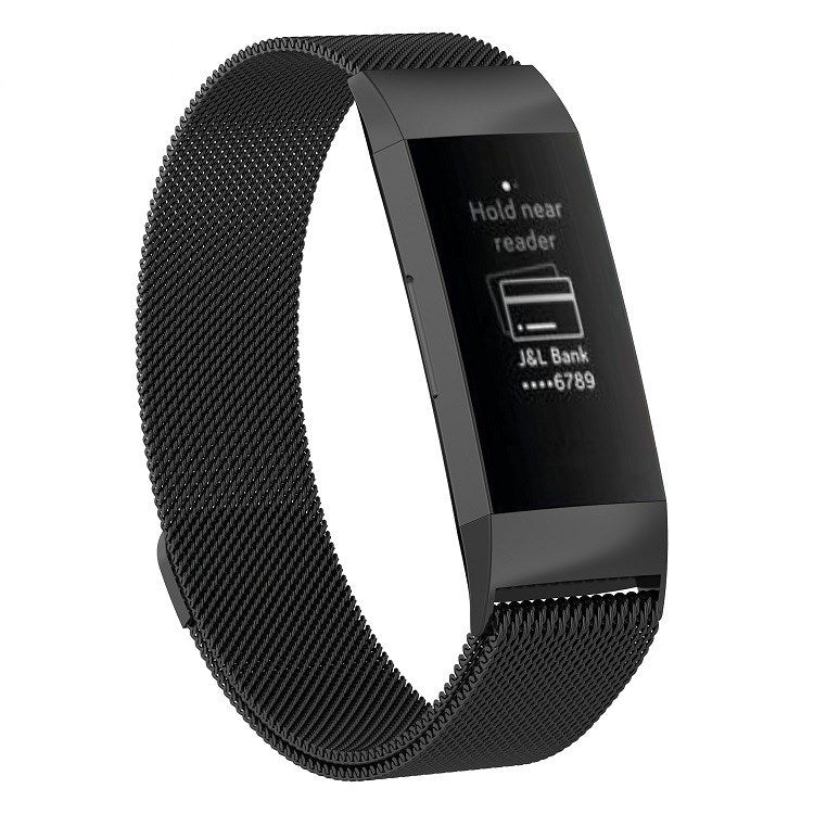 Bracelet de montre magnétique en acier inoxydable pour FITBIT Charge 3, taille: grand, 217x18 mm