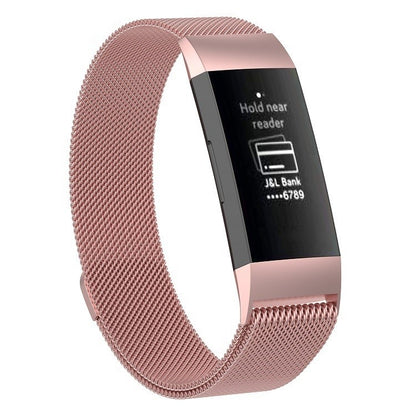 Bracelet de montre magnétique en acier inoxydable pour FITBIT Charge 3, taille: grand, 217x18 mm