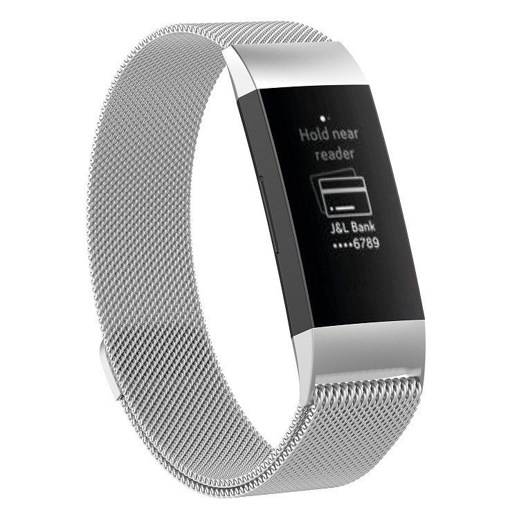 Bracelet de montre magnétique en acier inoxydable pour FITBIT Charge 3, taille: grand, 217x18 mm