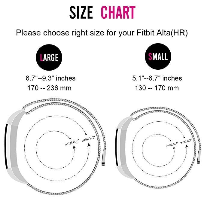 Bracelet de montre magnétique en acier inoxydable pour FITBIT Alta, taille : petit, 130-170 mm