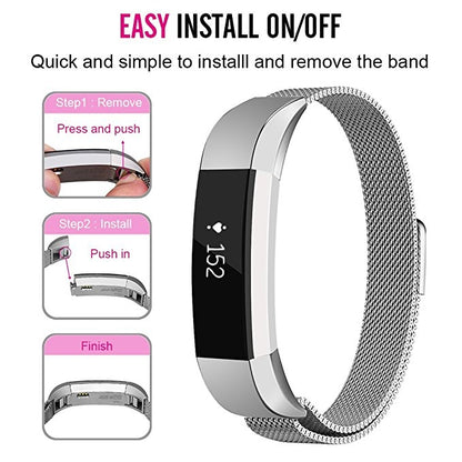 Bracelet de montre magnétique en acier inoxydable pour FITBIT Alta, taille : grand, 170-236 mm