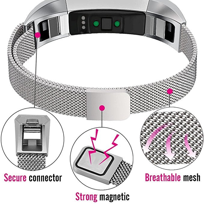 Bracelet de montre magnétique en acier inoxydable pour FITBIT Alta, taille : grand, 170-236 mm