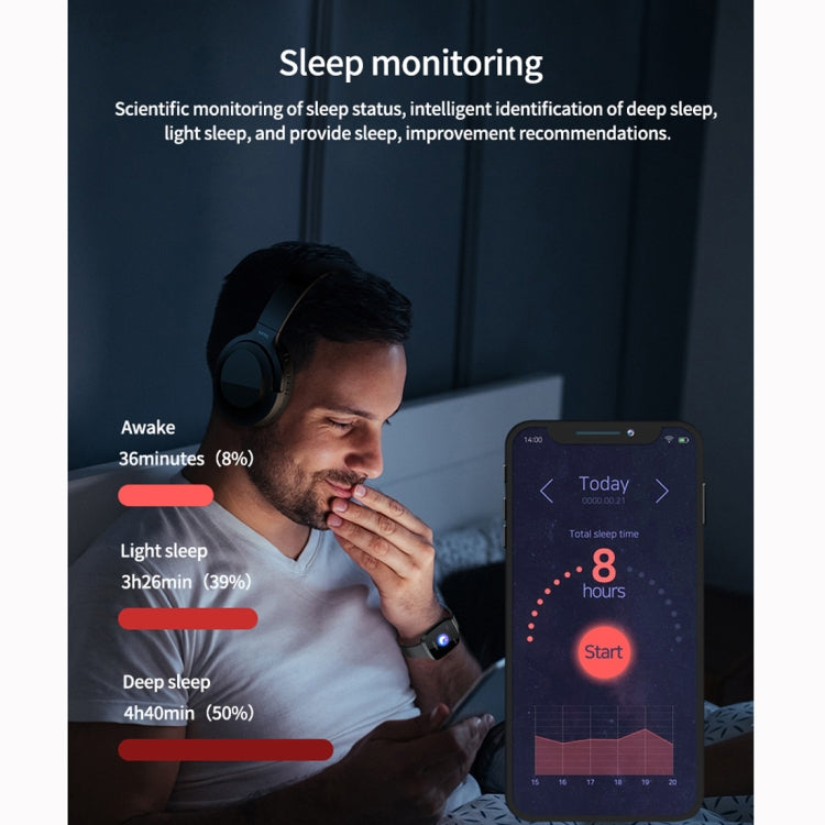 P3 1,3 pouces IPS couleur écran IP68 étanche bracelet de montre intelligente, rappel de message de soutien/moniteur de fréquence cardiaque/surveillance de l'oxygène dans le sang/surveillance de la pression artérielle/surveillance du sommeil