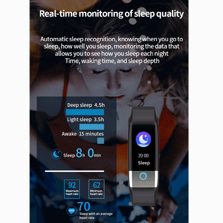 X1 1,08 pouces écran couleur IP67 bracelet de montre intelligente étanche, rappel de message de soutien/moniteur de fréquence cardiaque/surveillance de l'oxygène dans le sang/surveillance de la pression artérielle/surveillance du sommeil