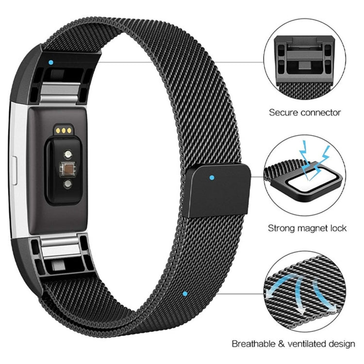 Bracelet de montre intelligent en acier inoxydable pour FITBIT Charge 2, taille : S, Size: S