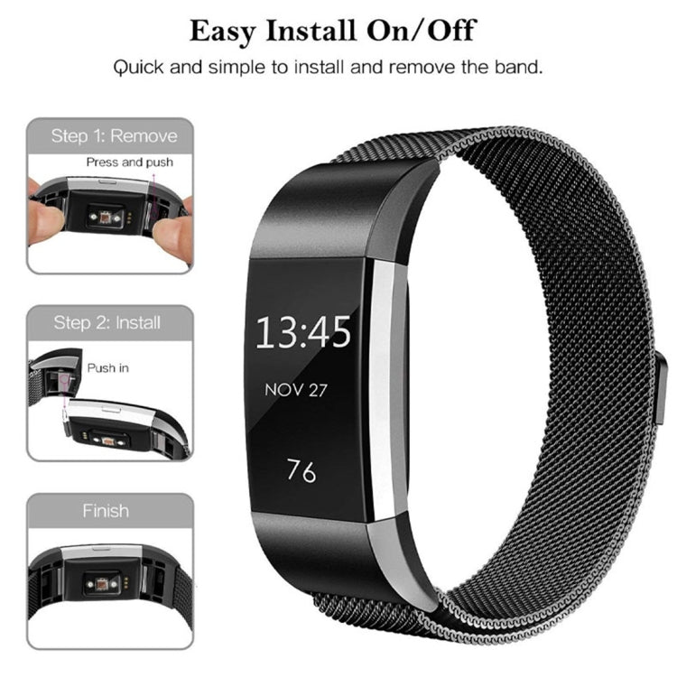 Bracelet de montre intelligent en acier inoxydable pour FITBIT Charge 2, taille : S, Size: S