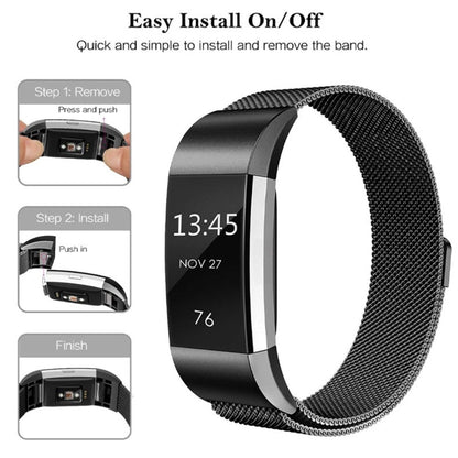 Bracelet de montre intelligent en acier inoxydable pour FITBIT Charge 2, taille : S, Size: S