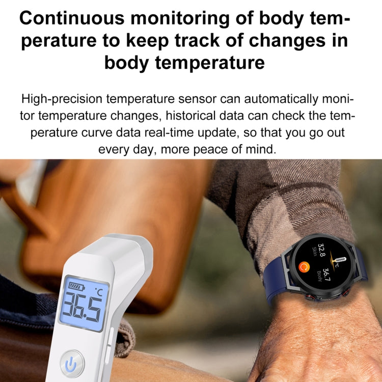 ET310 1,39 pouces IPS écran IP67 montre intelligente bande de silicone étanche, prise en charge de la surveillance de la température corporelle/ECG, ET310