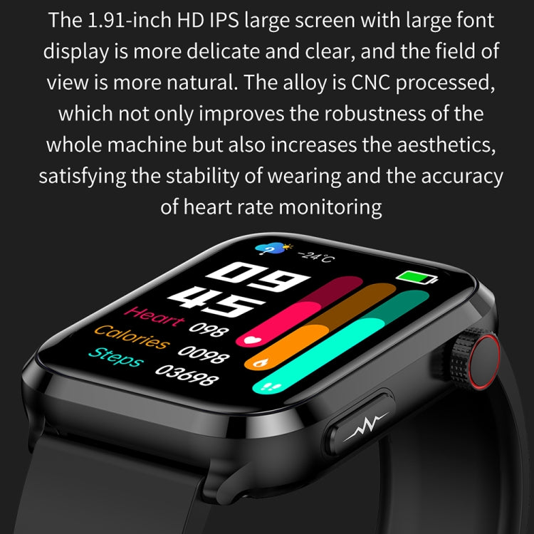 ET210 1,91 pouces IPS écran IP67 montre intelligente bande de silicone étanche, prise en charge de la surveillance de la température corporelle/ECG, ET210