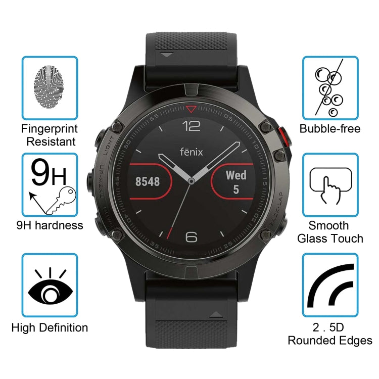 ENKAY Hat-Prince pour montre intelligente Garmin Fenix 5, 0.2mm, dureté de Surface 9H, Film d'écran en verre trempé antidéflagrant 2.15D, 2 pièces