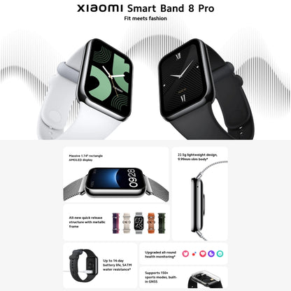 Montre intelligente d'origine Xiaomi Mi Band 8 Pro Global 1,74 pouces AMOLED écran couleur 5ATM étanche, prise en charge GPS / NFC / fréquence cardiaque