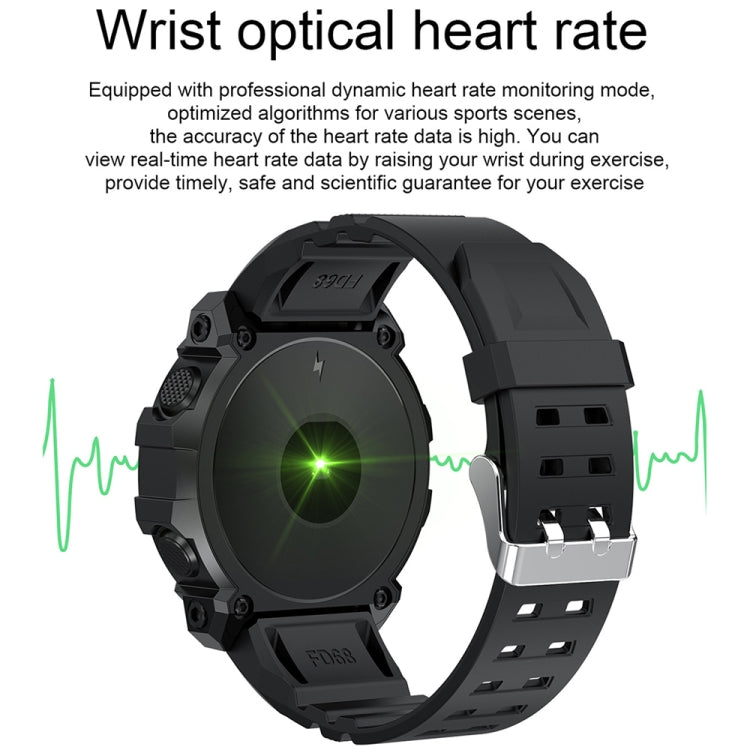 Montre intelligente de sport à écran rond couleur FD68 de 1,3 pouces, prise en charge de la fréquence cardiaque/mode multisports, FD68
