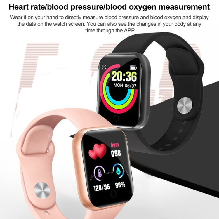 Montre intelligente Y68 1,44 pouces, prend en charge la surveillance de l'oxygène dans le sang de la fréquence cardiaque et de la pression artérielle, Y68 Black, Y68 Pink, Y68 White