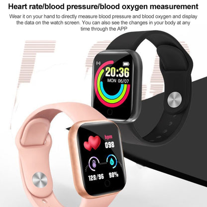 Montre intelligente Y68 1,44 pouces, prend en charge la surveillance de l'oxygène dans le sang de la fréquence cardiaque et de la pression artérielle, Y68 Black, Y68 Pink, Y68 White