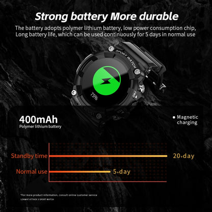 LOKMAT ATTACK 3 Montre intelligente de sport avec écran TFT de 1,28 pouces, prise en charge des appels Bluetooth, ATTACK 3